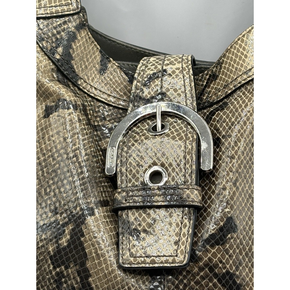 Coach Soho Lynn Faux Python Embossed 3 Compartment Snakeskin Hobo Purse Handbag - Picture 2 of 16